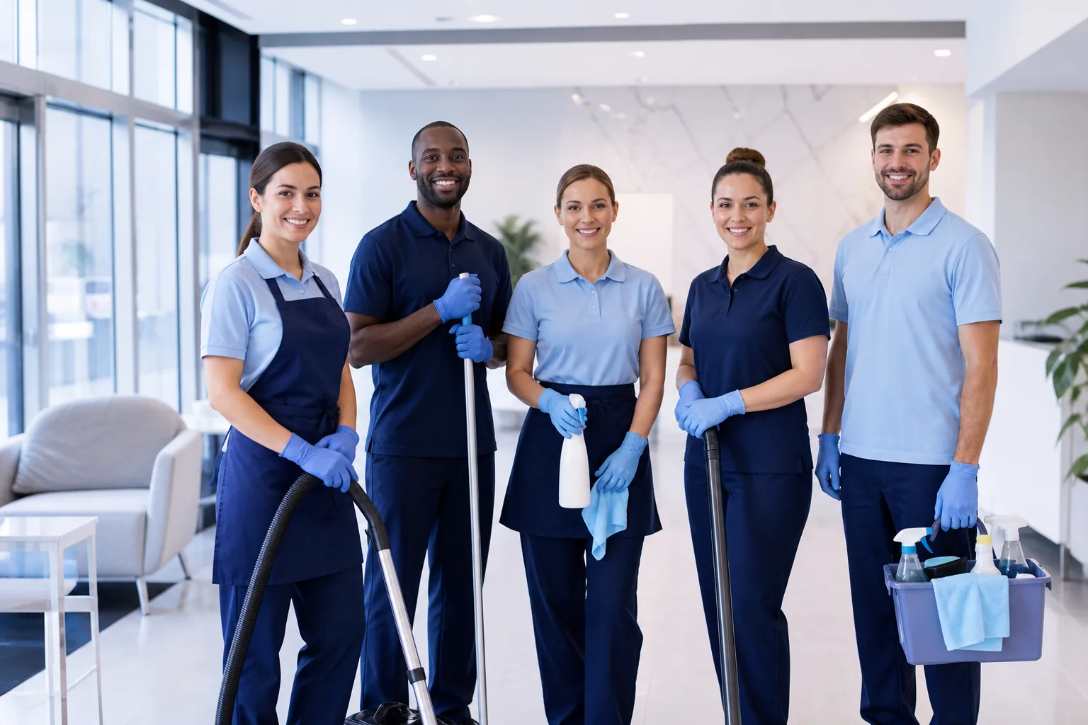 Professional MP Cleaning team preparing for a cleaning service